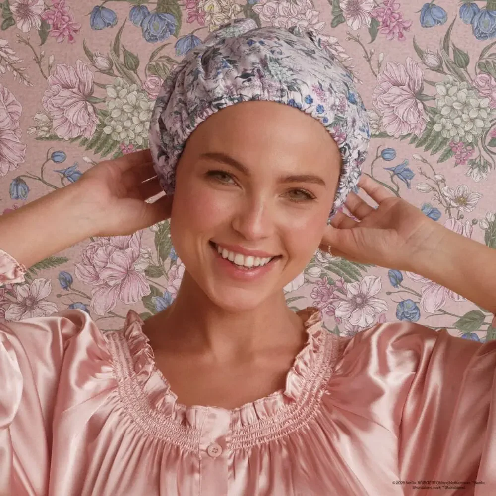 Bridgerton x Kitsch Satin-Lined Flexi Shower Cap NIB